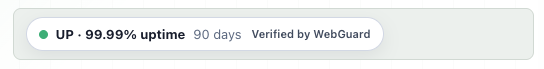 WebGuard SLA badge with live status and uptime